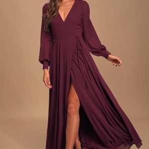 Lulus “My Whole Heart Long Sleeve Plum Dress” NWOT